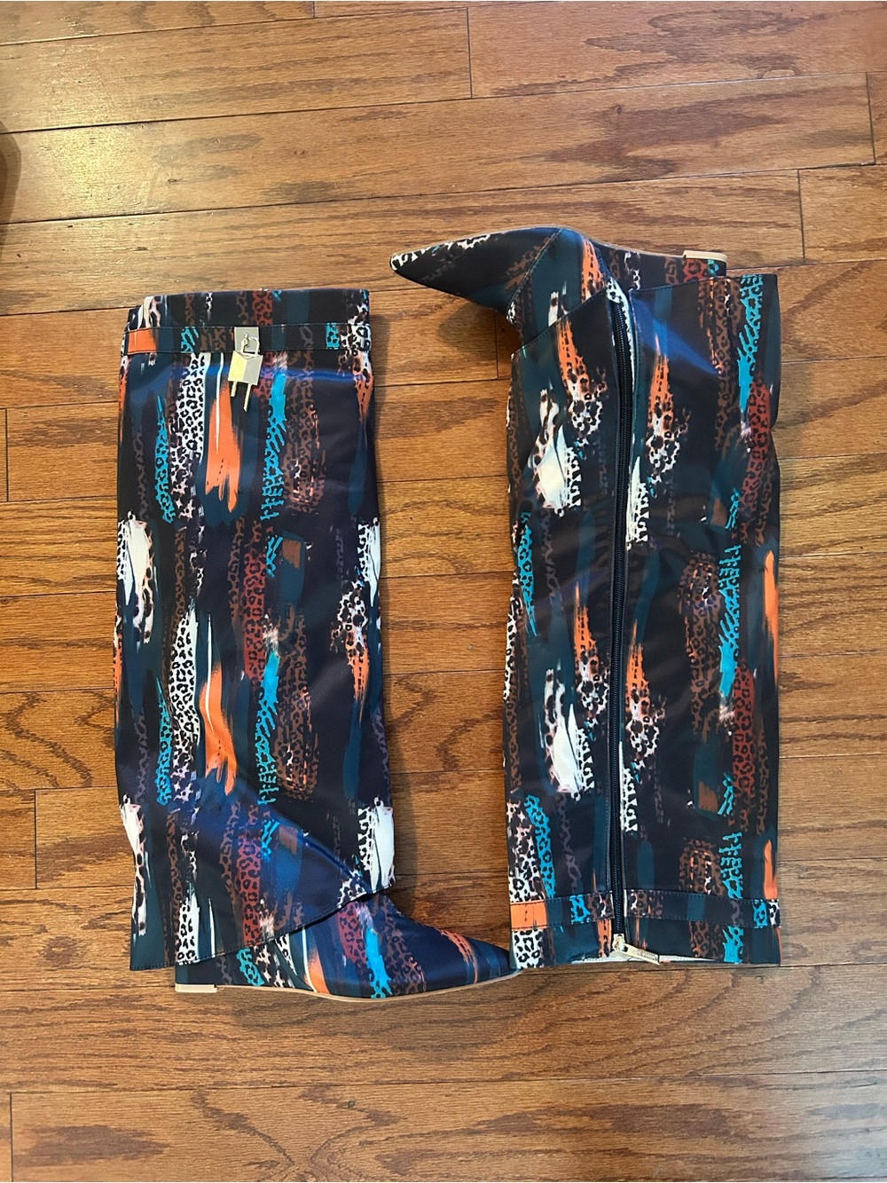 New Abstract Animal Print Boots in Multicolor